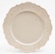 A Staffordshire white saltglaze 'King of Prussia' plate: of silver shape,