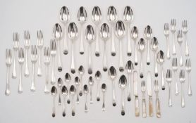 A collection of assorted silver flatwares, various patterns, makers and dates: mostly crested,