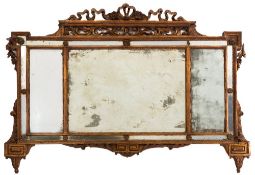 A 19th Century carved giltwood landscape marginal overmantel mirror:,