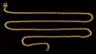 A rope-twist necklace:, stamped '750', 19gms gross weight.