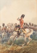Orlando Norie [1832-1901]- Royal Scot's Greys Mounted Officer:- signed bottom right watercolour 45