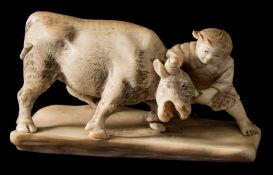A Japanese carved ivory okimono,