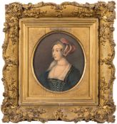 English School [19th Century]- Portrait of Anne Boleyn, bust-length, wearing pearl headdress,