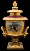A large Flight Barr & Barr [Worcester] two-handled vase and cover: the centre vase from a 'Hunting'