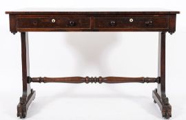 An early Victorian rosewood rectangular library table:,