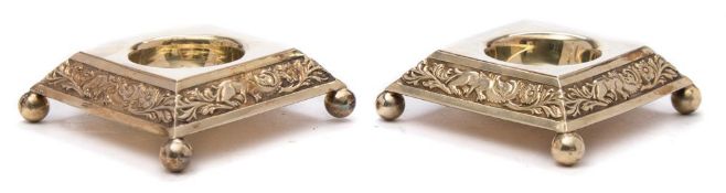 A pair of Victorian silver-gilt salts, maker I S Greenberg & Co, Birmingham,