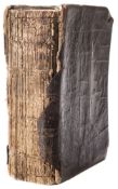BIBLE : ( Holy Bible ), cont. calf very worn, 4to, Lacking many pages, c1600.