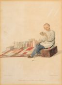 CHINESE COSTUME : 3 hand coloured aquatints, published by W. Miller, framed & glazed, 1799.