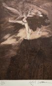 STEADMAN, Ralph : [born 1936] King Lear and his fool - aquatint and mixed-media print, 455 x 300 mm,