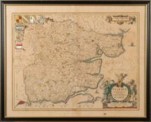 COUNTY MAPS : a collection of seven framed maps - Jansson, Essex (c1644). Kip, Flint (1607).
