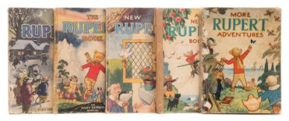 RUPERT : Five Rupert Annuals - 1949,1948, 1946, 1845, 1943, org. pictorial wrappers, worn.