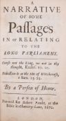 NORTH, Dudley. A Narrative of Some Passages in or Relating to the Parliament ...