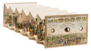 PEEP VIEW : The First Rail-Road in Germany Between Nuremberg and Furth - hand coloured engraving in