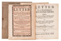 HEYLYN, Peter. A Letter To a Gentleman of Leicester-Shire .... London: Printed in the Yeere, 1643.
