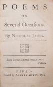 JAMES, Nicholas - Poems on Several Occasions : cont.