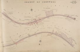 GREAT WESTERN RAILWAY : Cornwall Railway Two Chain Survey - 8 hand tinted linen backed maps,