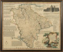 BOWEN, Eman - An Accurate Map of Devonshire : hand coloured map, 495 x 410 mm, Hogarth frame,1778.