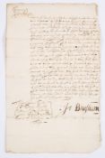 BINGHAM, Col. John ... Dated Castle Cornett, 19th of August 1654:.