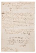 PLYMOUTH MANUSCRIPT PETITION ... Dated : Plymouth, 3rd August 1649.