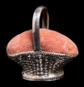 A George V silver novelty pin cushion, maker W J Myatt & Co, Birmingham, 1911:,