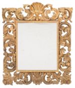 A pair of 19th Century carved giltwood rectangular wall mirrors:,