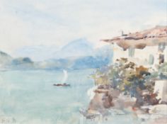 Hercules Brabazon Brabazon [1821-1906]- A Mediterranean Bay:- initialled bottom left watercolour