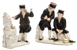 WITHDRAWN LOT 626 Two Continental porcelain figures of miners: after Furstenburg originals modelled