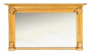 A 19th Century giltwood landscape overmantel mirror:,