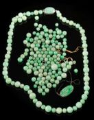 A jade bead single-string necklace: the beads graduated from 5.5mm diameter to 9.