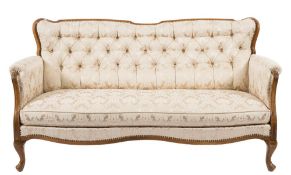 A Continental walnut three piece drawing room suite:,