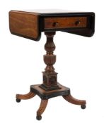 A Regency Indo-Colonial sandalwood and ebony drop flap work table:,