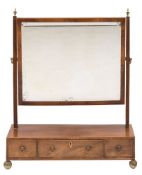 A 19th Century mahogany and inlaid swing frame platform toilet mirror:,