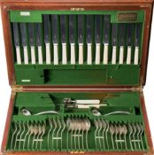 A matched Old English pattern silver part flatware service, various makers and dates: initialled,