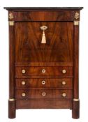 A 19th Century French mahogany and brass mounted Secretaire a Abbatant:,