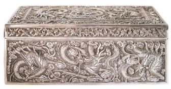 A Chinese silver rectangular casket,