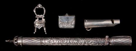 A Victorian silver vesta and taper holder, maker Grey & Co, Birmingham,