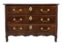 A late 18th Century French provincial chestnut serpentine fronted commode:,