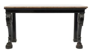 A Victorian carved ebonised rectangular console table:,