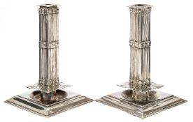 A pair of Continental silver candlesticks,