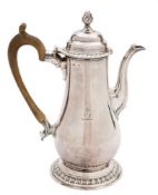 A George III old Sheffield plated coffee pot, struck three times for Henry Tudor & Co,