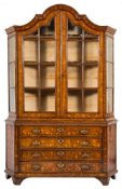 A late 18th/early 19th Century Dutch walnut and floral marquetry domed display cabinet:,