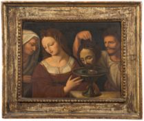 Lombard School 16/17th Century - Salome with the head of Saint John:- oil on panel,