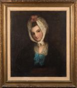 Manner of George Romney [19th Century]- A portrait of a young lady, bust-length,
