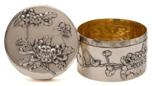 A late 19th century Chinese silver jar and cover, maker Wang Hing & Co,