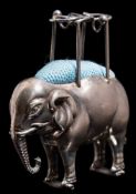 An Edward VII novelty hat pin and pin cushion, maker Adie & Lovekin Ltd, Birmingham,