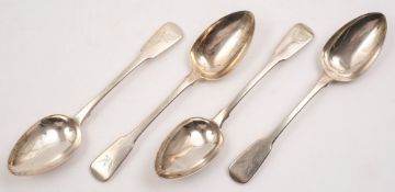 A set of George III silver fiddle pattern tablespoons, maker Solomon Royes & John East Dix London,