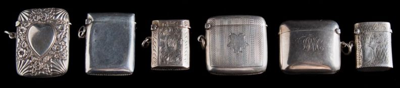 A Victorian silver vesta case, maker Rose & Brough, Birmingham, 1898: initialled,