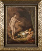 Follower of Charles Michel-Ange Challes [1718-1778]- A recumbent youth dreaming:- oil on canvas