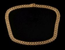 A double figure of eight-link necklace: the clasp stamped '18k', 50.