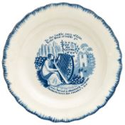 Of Irish interest, a rare early 19th century pearlware plate: with feather edged rim,